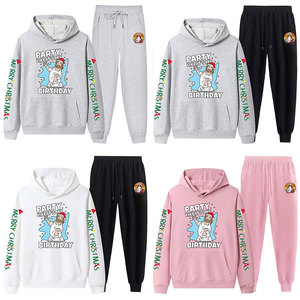Ensemble de survêtement décontracté unisexe pour l'hiver, léger et confortable, en molleton 100% coton, vêtements de sport pour la course à pied et l'entraînement en salle de sport - Product Image 1