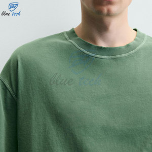 T-shirt Vert Oversize en Coton Premium Coupe Boxy Streetwear Uni pour Impression Personnalisée – Vente en Gros - Product Image 6