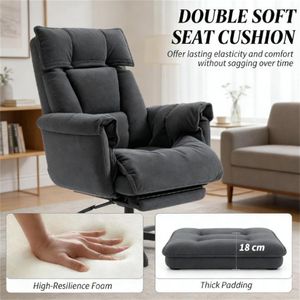 Sedia da ufficio grigio scuro, sedia da computer per il relax - Product Image 3