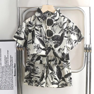 Traje Infantil Nuevo de Manga Corta, Pantalones Cortos y Camisa, Dos Piezas, Estilo Playa, Ropa de Bebé para Niño, Ropa de Verano para Niños, Venta al por Mayor - Product Image 1