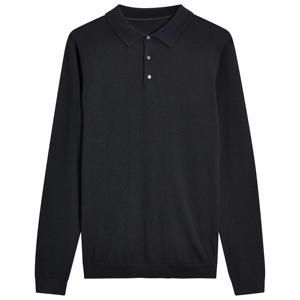 Piqué negro de alta calidad para camisa Polo para hombres Manga completa y peso pesado Patrón sólido antiarrugas-Venta al por mayor en línea Bangladesh - Product Image 1