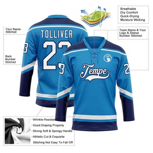 Personalizado Hockey Jersey sublimación bordado encaje cuello aparejos sarga hockey sobre hielo Jersey uniforme - Product Image 4