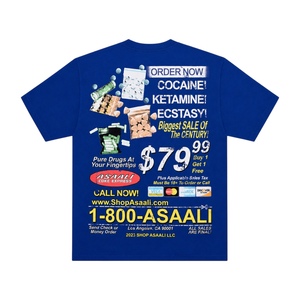 T-shirt Astral pour homme, bleu roi, manches courtes, imprimé, streetwear, col rond, coupe ample, jersey 100% coton 180g, anti-rétrécissement, lettrage - Product Image 2