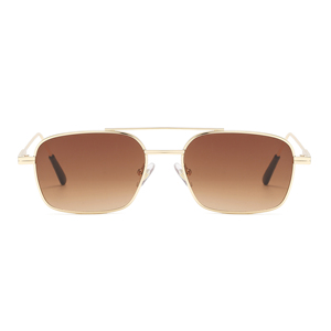 Gafas de Sol Rectangulares de Doble Puente Metálicas con Protección UV, Montura Completa, Ligeras y Duraderas, con Logotipo Personalizado, Últimas Tendencias RTS - Product Image 2