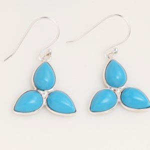 Pendientes Colgantes de Turquesa Natural en Forma de Lágrima, Plata de Ley 925, Hechos a Mano, con Gema Azul, Joyería Boho, Regalo - Product Image 2