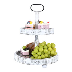 Grand plateau en bois réglable à 2 niveaux Plateaux décoratifs de ferme Présentoir à cupcakes et fruits à 2 niveaux Support à café - Product Image 1