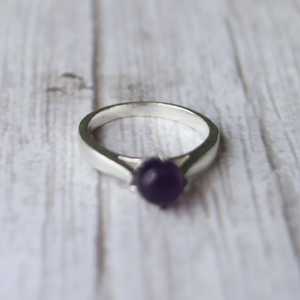 Handmade Minimalist Amethyst <b>Ring</b> 925 Sterling Silver February Birthstone Simple Elegant Jewelry Gift For Women - Product Image 1