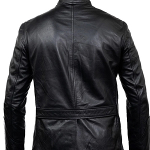 Men's Genuine Premium Cowhide Leather <b>Winter</b> Motorbike <b>Jacket</b> Black Vintage Slim Fit Biker Front Design <b>Waterproof</b> - Product Image 2
