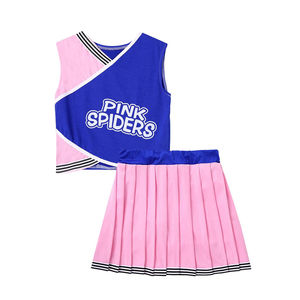 Uniforme de Animadoras Personalizable para Hombre, Colores y Tallas a Elección, Transpirable, Poliéster/Algodón, Elástico, Estampado, Falda a Rayas, Top Corto sin Mangas - Product Image 3