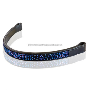 Banda Frontal Ecuestre de Cuero 100% Genuino con Cristales, Acolchado Suave, Cristales Hechos a Mano de Alta Calidad, Banda Frontal para Caballo con Pedrería - Product Image 4