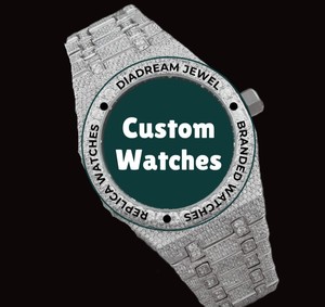 Atractivo Reloj de Fiesta para Hombre con Caja Redonda de Oro Blanco Totalmente Adornada con Diamantes Moissanite y Cronógrafo de Marca - Product Image 3