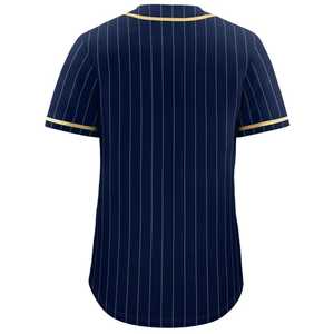 Camiseta de Béisbol a Rayas Azul Marino para Hombre, Manga Corta, Cierre Frontal con Botones, Transpirable, Ropa Deportiva 100% Poliéster - Product Image 2