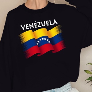 Sweat-shirts décontractés pour femmes imprimés drapeau du Venezuela, 100% polyester, col rond - Product Image 3