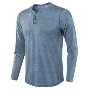 Sudadera de manga larga con cuello en V para hombre, Jersey masculino de estilo informal con botones, camiseta lisa y suave a la moda ligera - Product Image 1