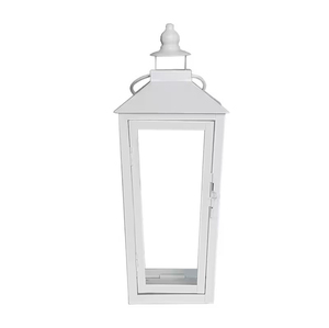 New Style Metal And Glass <b>Candle</b> <b>Lantern</b> White Finished For Home Wedding Christmas Lighting Decor Floor <b>Lanterns</b> On Sale - Product Image 4