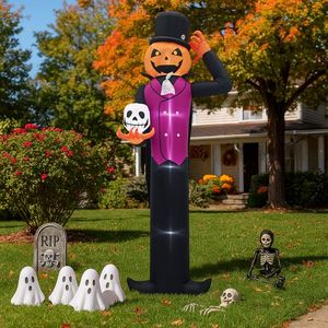 Decorazioni Gonfiabili Giganti di Halloween in PVC da 3,6 Metri, Zucca Umana con Teschio e Luci LED per Feste, Giardino e Prato - Product Image 5