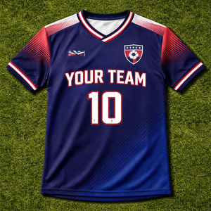 Custom Soccer Team Jersey Schools Quick Dry Fit Breathable 100% Polyester Fabric Sublimated Player Name Number - Product Image 1