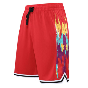 Shorts de basket-ball pour homme en mesh noir et blanc, fermeture à cordon, respirant, coupe régulière, toutes saisons, vêtements de sport pour adultes - Product Image 4