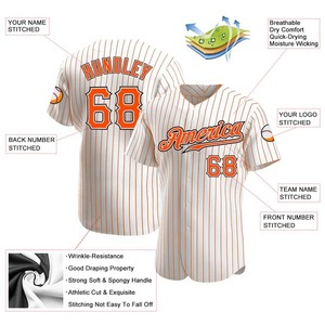 Maillot de softball personnalisé blanc et orange à fines rayures pour femme, imprimé en 3D, respirant, vêtements de sport d'équipe, uniformes de match en gros - Product Image 2