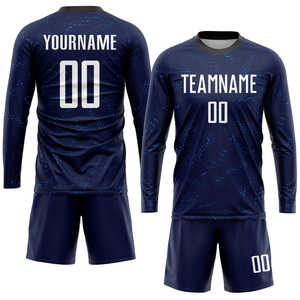 Conjunto de Uniforme de Fútbol Personalizado Azul Medianoche con Gráficos Desgastados, Uniforme de Fútbol con Sublimación Completa, Ropa de Equipo para Hombre, Traje de Entrenamiento para Partidos - Product Image 2
