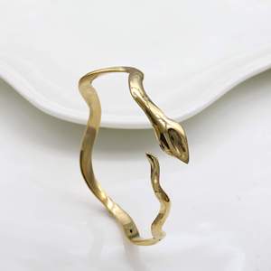 Brazalete de Serpiente de Latón Chapado en Oro, Diseño Vintage con Forma de Animal, Unisex, Ajustable, Brazalete Abierto - Product Image 3