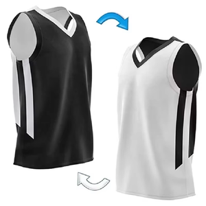 Maillot de basketball réversible à séchage rapide, service OEM personnalisé, noir et blanc sur le devant, maille respirante, protection anti-bactérienne et anti-UV - Product Image 1
