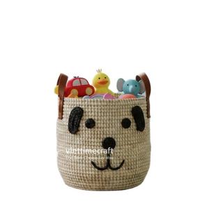 Cesta de Almacenamiento Tejida con Diseño Animal, Asas de Cuero, Ecológica, de Mimbre, para Juguetes, Ropa, Cocina, Armario, Baño - Product Image 1