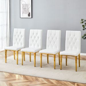 Juego de 4 Sillas de Comedor Blancas sin Brazos, Acabado Gris Elegante y Misterioso para el Comedor - Product Image 2
