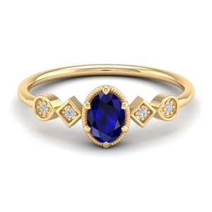 Anillo de Compromiso REYES de Oro Sólido de 14K con Moissanita y Zafiro Azul para Mujer, Joyería Fina de Lujo, Precio al por Mayor - Product Image 6