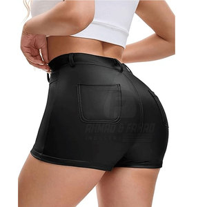 Shorts en cuir de vachette pour femmes, mode, hiver, tricotés, coupe-vent, respirants, écologiques, taille élastique, décontractés, personnalisables - Product Image 5