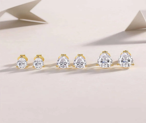 Boucles d'oreilles clous minimalistes en diamant de laboratoire taille poire, en or massif 14 carats, design goutte d'eau, bijoux de mode - Product Image 3