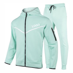 Conjunto Deportivo Oversize para Hombre con Logotipo Personalizado y Parche Bordado Desgastado, Pantalones Deportivos Acampanados y Sudadera con Capucha con Efecto Deslavado al Sol y Lavado Ácido - Product Image 1