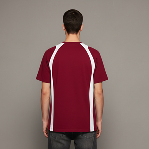 T-shirts courts en coton tricoté 100% avec bordure contrastée pour hommes, grandes tailles, impression personnalisée, qualité supérieure, coupe classique, col en V - Product Image 6