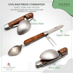 Juego de Cubiertos de Acero Inoxidable Inspirado en la Era de la Guerra Civil, Cuchillo, Tenedor y Cuchara, Diseño Histórico para Reenactaciones, Camping Clásico - Product Image 5