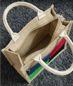 Sac fourre-tout en jute écologique le plus vendu 10x10x5, sac de courses tissé en fibres naturelles, sac d'épicerie réutilisable avec poignées robustes - Product Image 4