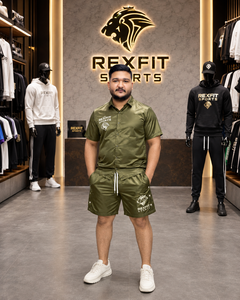 REXFIT SPORTS 2026 Custom Unisex <b>Summer</b> <b>Shirt</b> and Shorts Set Lightweight Button Up Two Piece Casual Streetwear Outfit - Product Image 5