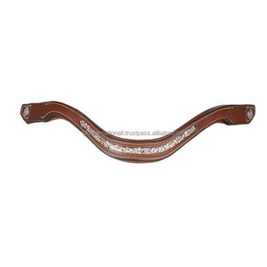 สายรัดคิ้วหนังรูปม้าประดับกลิตเตอร์ประดับคริสตัลทรงโค้งลึกแบบไม่เหมือนใครพร้อมห่วงกระดุม - Product Image 2