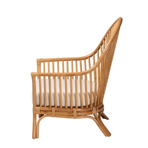 Adjustable Chaise Lounge with Contemporary Antique Design Solid Rattan Frame Fabric Cushion for Indoor Living Room Use - Product Image 3