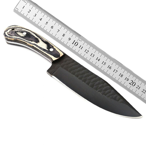 Couteau à lame fixe en acier inoxydable noir fait main, manche en bois, pour la chasse, le camping, le bushcraft, les activités de plein air, la survie, style viking - Product Image 5