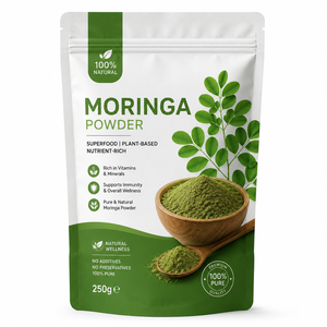 Poudre de Moringa Vert Finement Moulu de Qualité Alimentaire, Soigneusement Traité, Emballage 250g pour la Santé Générale - Meilleure Vente - Product Image 1