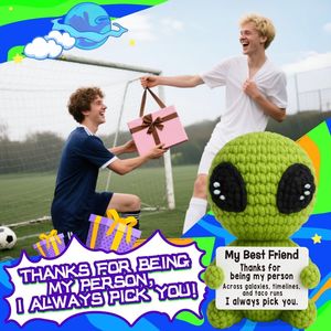 Regali Unici per San Valentino per Amicizia a Distanza, Simpatiche Figure di Alieni in Peluche all'Uncinetto Fatte a Mano, Statuette Divertenti per Migliori Amici - Product Image 4