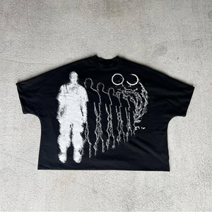 Boxy Hip Hop 300-GSM Drop Graphic T-shirts pour hommes lourds Coton lourd Streetwear personnalisé T-shirts DTG courts surdimensionnés - Product Image 1