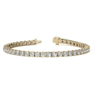 Bracelet tennis en or 14 carats avec diamants ronds brillants de 4 mm cultivés en laboratoire, bracelet et jonc tendance unisexe, cadeau - Product Image 1