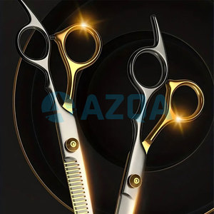 Ciseaux de coiffure professionnels en acier inoxydable de 6 pouces, finition noir et or, 25 dents, manche moyen pour la coupe et l'effilage des cheveux - Product Image 4