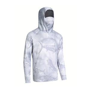 เสื้อฮู้ดดี้ตกปลาผู้ชายดีไซน์ใหม่ มีกระเป๋าซิปด้านหน้า ดีไซน์ OEM น้ำหนักเบา แขนยาว แห้งเร็ว - Product Image 3