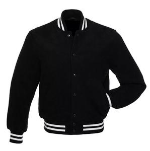 Nouvelle veste universitaire en cuir noir et coton-wool pour l'hiver, style streetwear tendance, personnalisable, col montant, fermeture frontale - Product Image 1