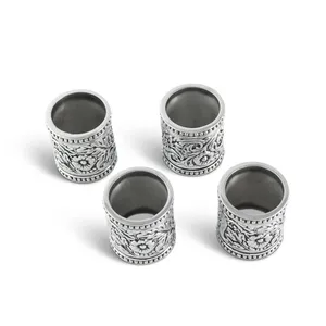 Juego de 4 Anillos para Servilletas de Aleación de Zinc Estilo Vintage, Diseño Floral Americano, Tono Plateado, Decoración de Mesa para Bodas, 4.5cm de Ancho, Duraderos, ZE-3275A - Product Image 5