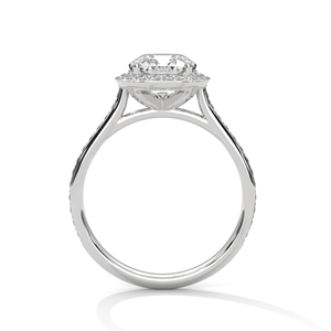 Brilliant <b>Cushion</b> Cut Lab Grown Diamond Halo Pave Engagement <b>Ring</b> GRA Certified Trendy Style <b>Ring</b> made of 14k White Gold - Product Image 3