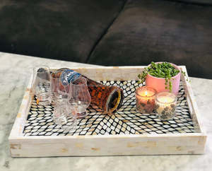 Bandeja para servir huesos hecha a mano de lujo elegante madera con incrustaciones de perlas madre para el hogar restaurante Ramadan Falak World Export bandeja de frutas secas - Product Image 3