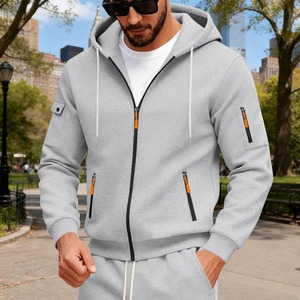 <span class=keywords><strong>Sweat</strong></span>-shirt à capuche zippé noir pour homme avec fermetures éclair et poches vert néon, style décontracté, coupe classique, 100 % polaire, idéal pour l'automne - Product Image 5